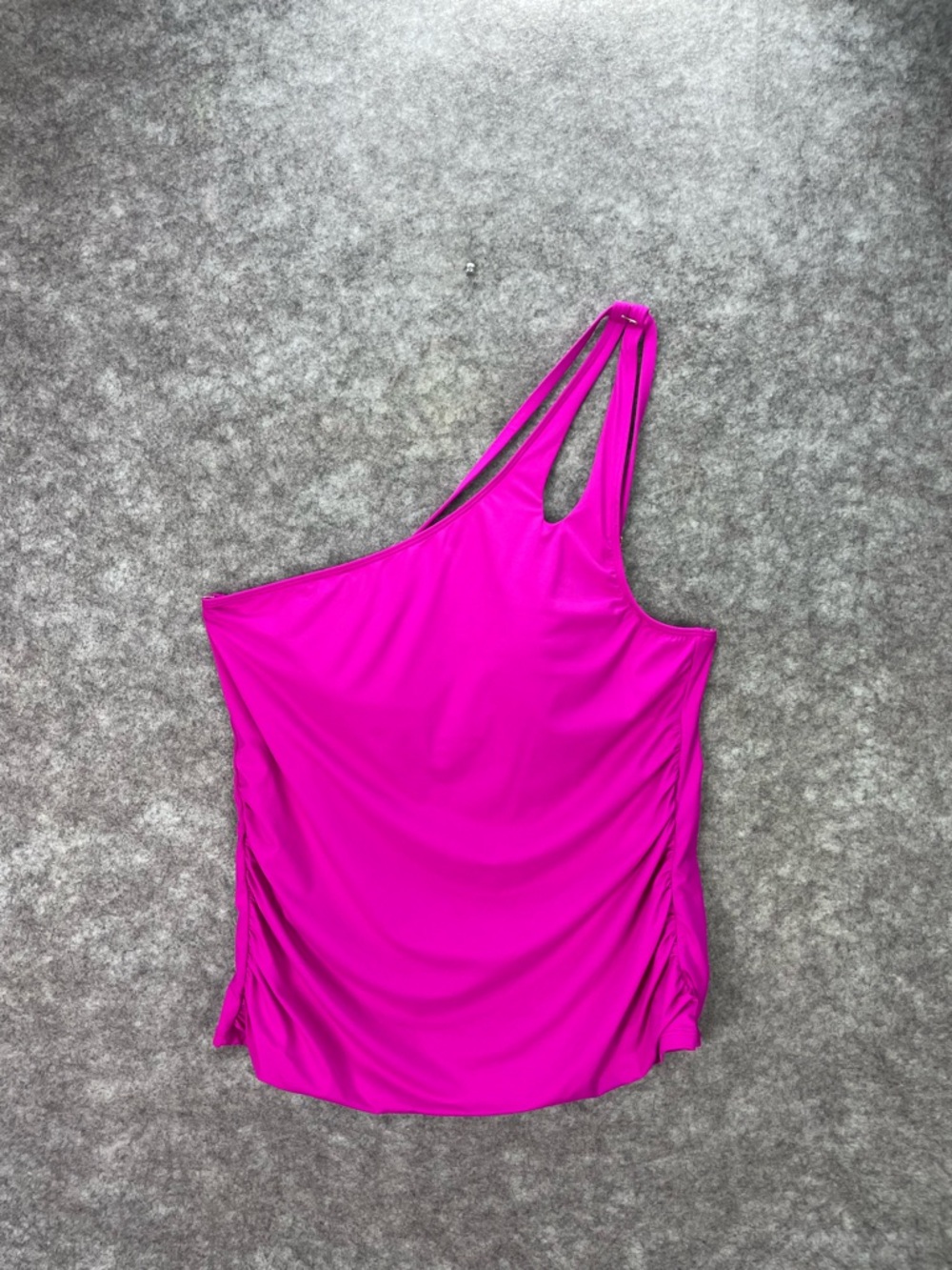 La Blanca Tankini Swim Top Womens 16 Pink One Shoulder Ruched Adjustable Strap.
